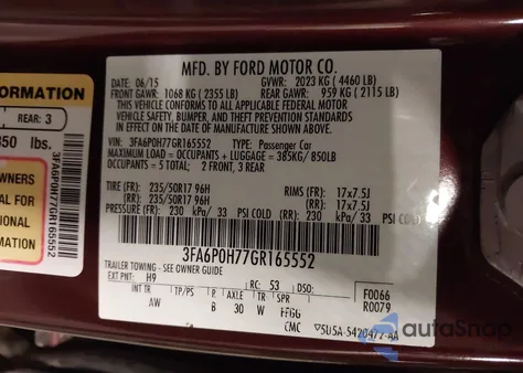 2016 Ford Fusion Se z USA, uszkodzony, nr VIN 3FA6P0H77GR165552